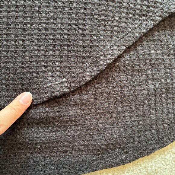 Altar'd State Black Long Sleeve Waffle Knit Flowy top with Crochet Detail Size S - Picture 7 of 9